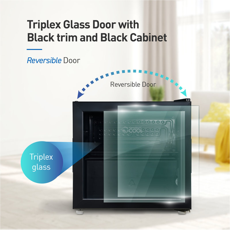 Compact Black 1.7 Cu. Ft. Beverage Cooler with Glass Door