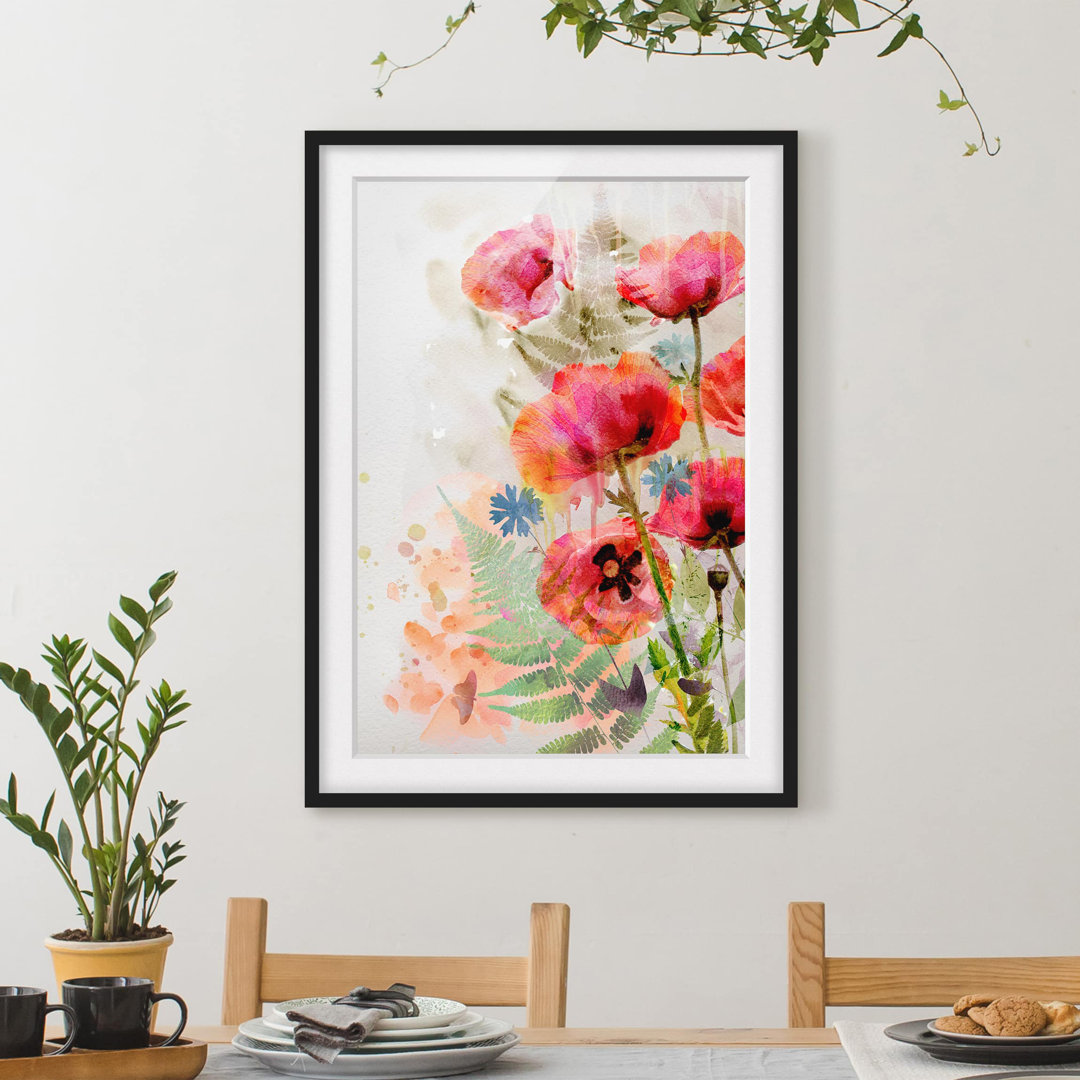 Gerahmter Kunstdruck Poppies Watercolour