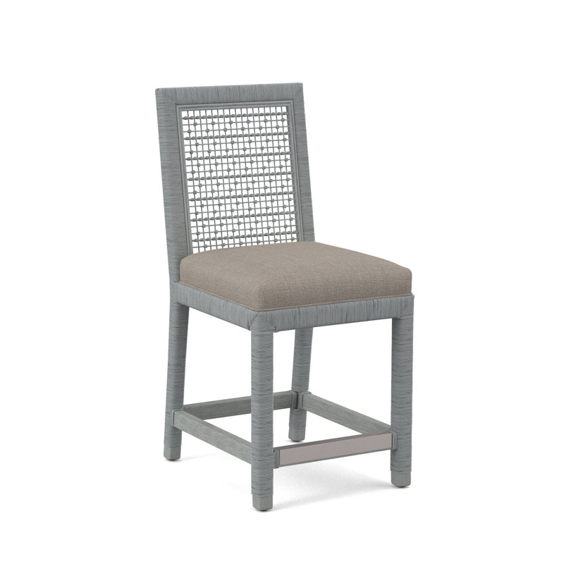 Pine Isle 24" Counter Stool, Sunbrella Beige Pinstripe; 6205-74, Nickel