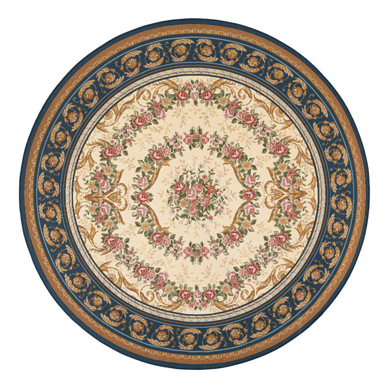 Tapis intérieur / extérieur traditionnel, Rond 7 pi 10 po
