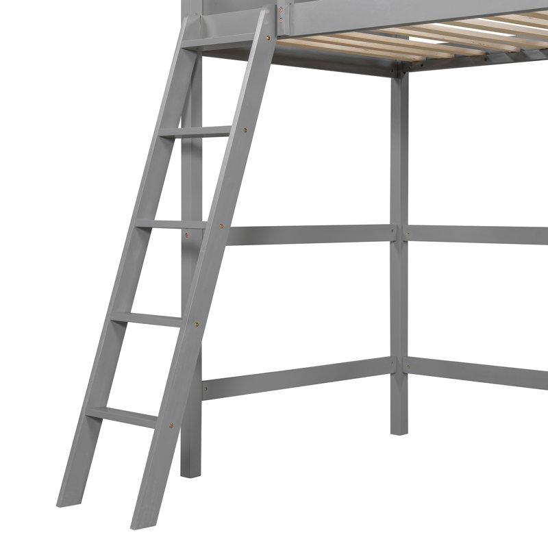 Solid Wood Twin Size Loft Bed With Ladder