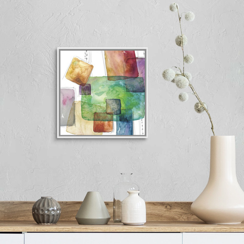 Colour Blocks - Print on Canvas, 13.7" H x 13.7" W x 1.75" D, White Framed
