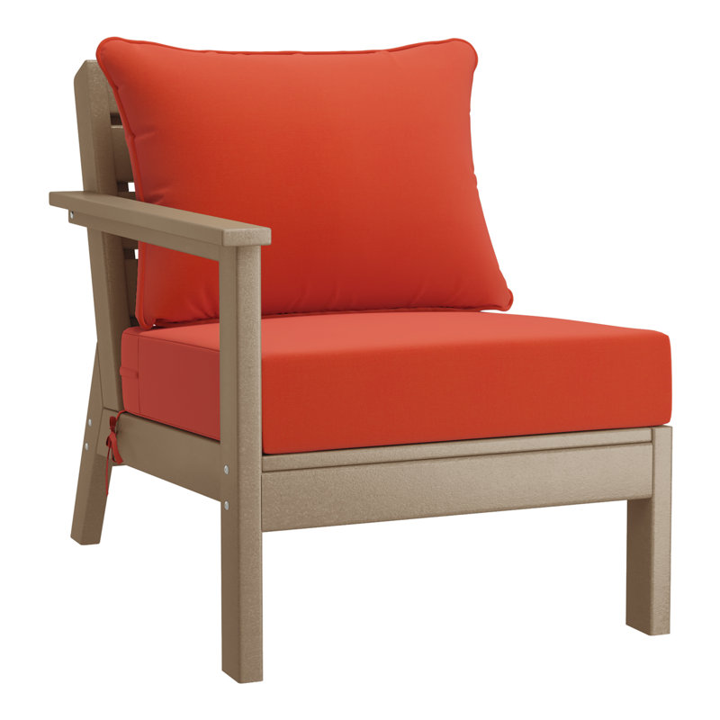 Chaise avec accoudoirs profonds à gauche avec coussins, Light Brown, Orange