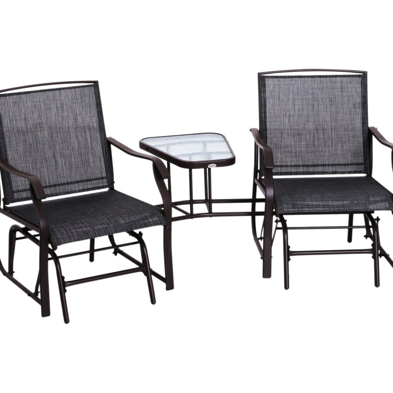 Fauteuil coulissant gris avec table de patio