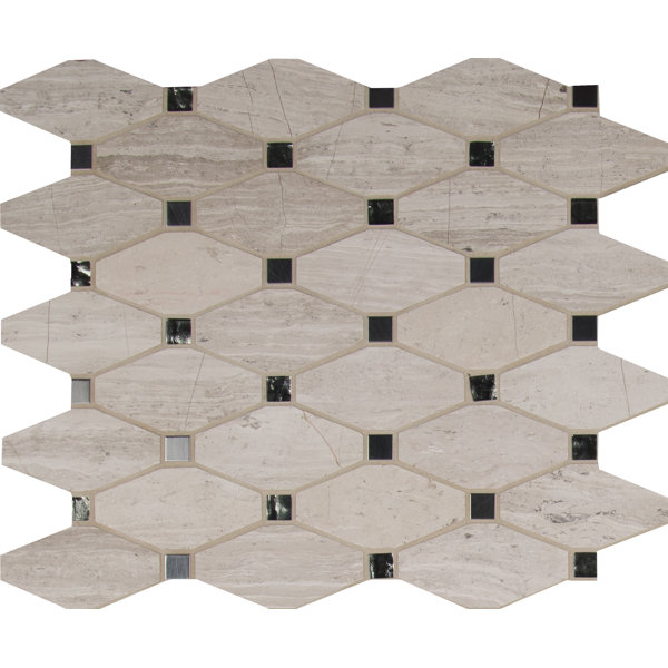 Dunora Octagon 12 in. x 15 in. Glass Stone Metal Blend Mosaic Wall Tile