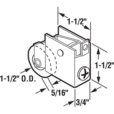 Single 1-1/2 in. Steel Ball Bearing Roller, F-Tab Style, Adjustable (Single Pack)