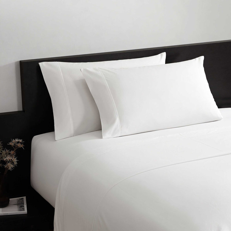 Vera Wang Egyptian Cotton Solid Sheet Set, Beige, King Sheet Set with 3 Additional Pieces