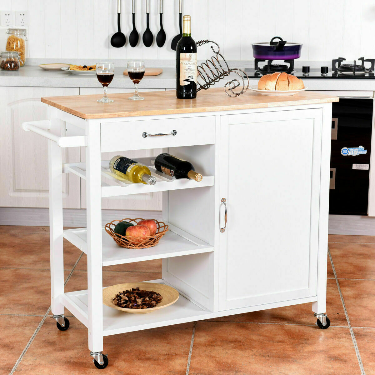 August Grove® Gresham Solid Wood Top Kitchen Cart & Reviews 