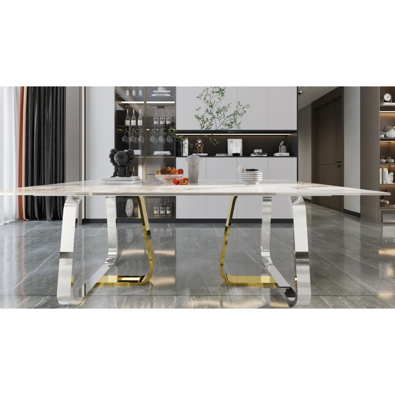 Mercer41 Inc Stainless Steel 80" Dinning Table
