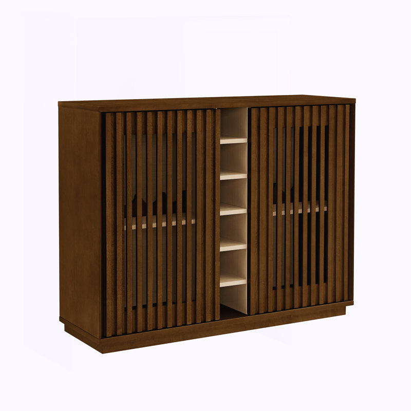 Buffet avec porte-verres et porte-bouteilles, Noyer