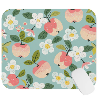 Food and Kitchen Apples Pattern I Fruits Apple Modern Gaming Cute Office Laptop Desk Pad Gift Mat Square Rectangle Non-Slip Mousepad
