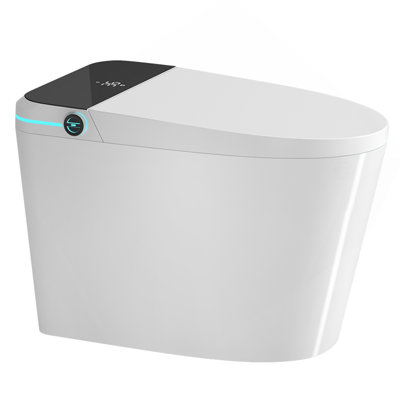 Toilette moderne et intelligente avec siège de bidet intégré, siège d'auto ouverture / fermeture de toilette intelligent, capteur de pied, affichage à DEL, veilleuse, eau chaude et sécheuse