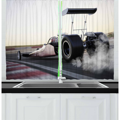 Cars 2 Piece Kitchen Curtain
