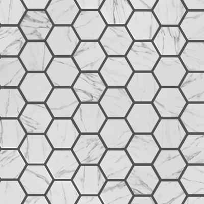Flo 2" Hex White 11-1/8 in. x 12-5/8 in. Porcelain Mosaic Tile