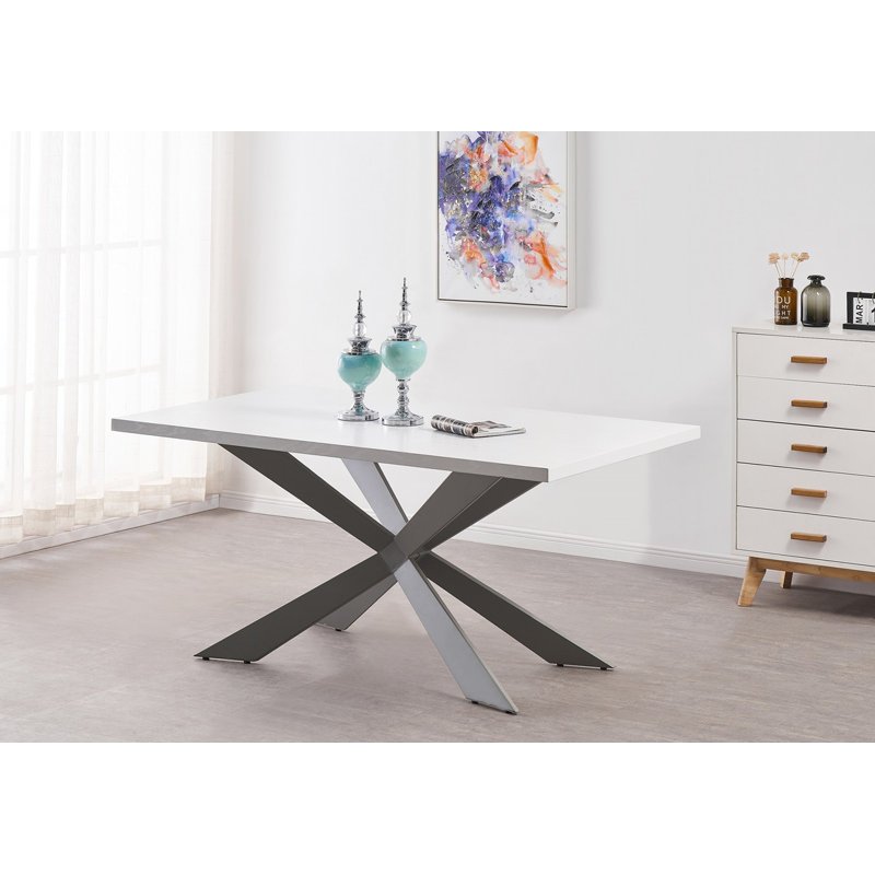 Yerres 4 Person Dining set - a Rectangular Wooden Dining Table with Metal Legs and a Set of 4 Quilted Velvet Dining Chairs for Dining Room - Modern Dining Table Set