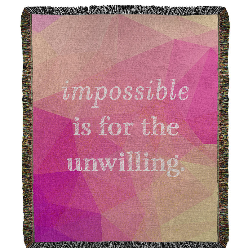 Hand Woven Throw Blanket, 60" L x 50" W, Pink Diamond