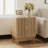 Mid-Modern Oak Bedside Table with Grille Design and Two Drawers