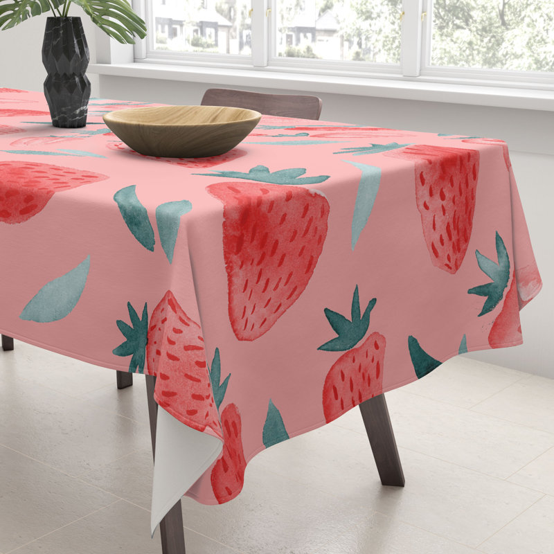 Angela Minca Pink Strawberries Tablecloth