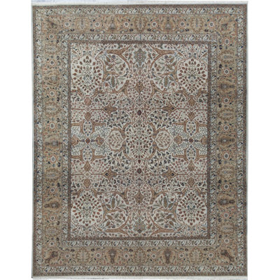 Tapis beige et doré de haute qualité noué à la main
