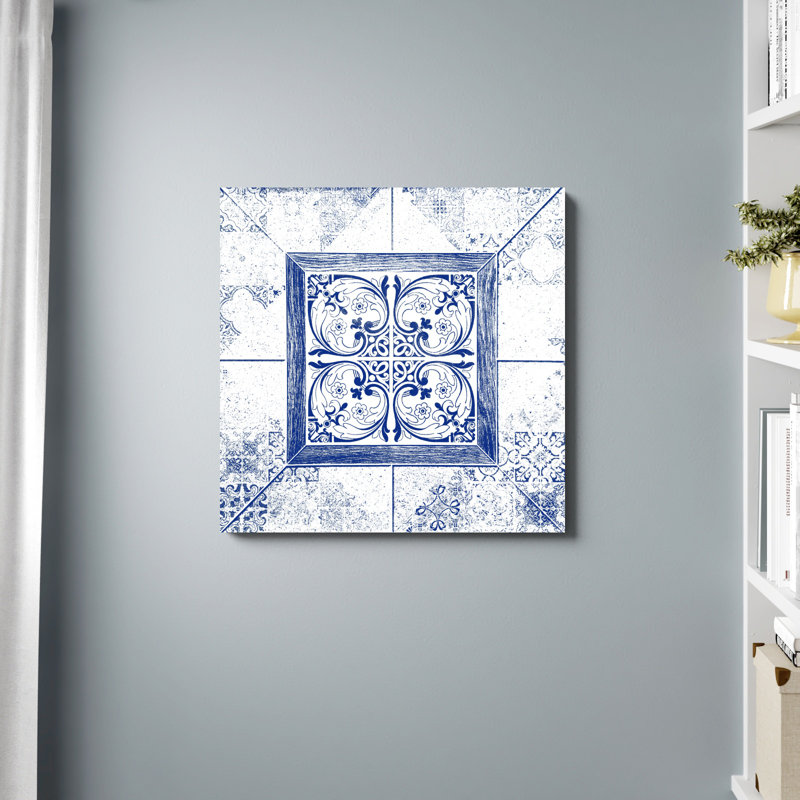 " Indigo Geometric Design " Painting Print, 30" H x 30" W