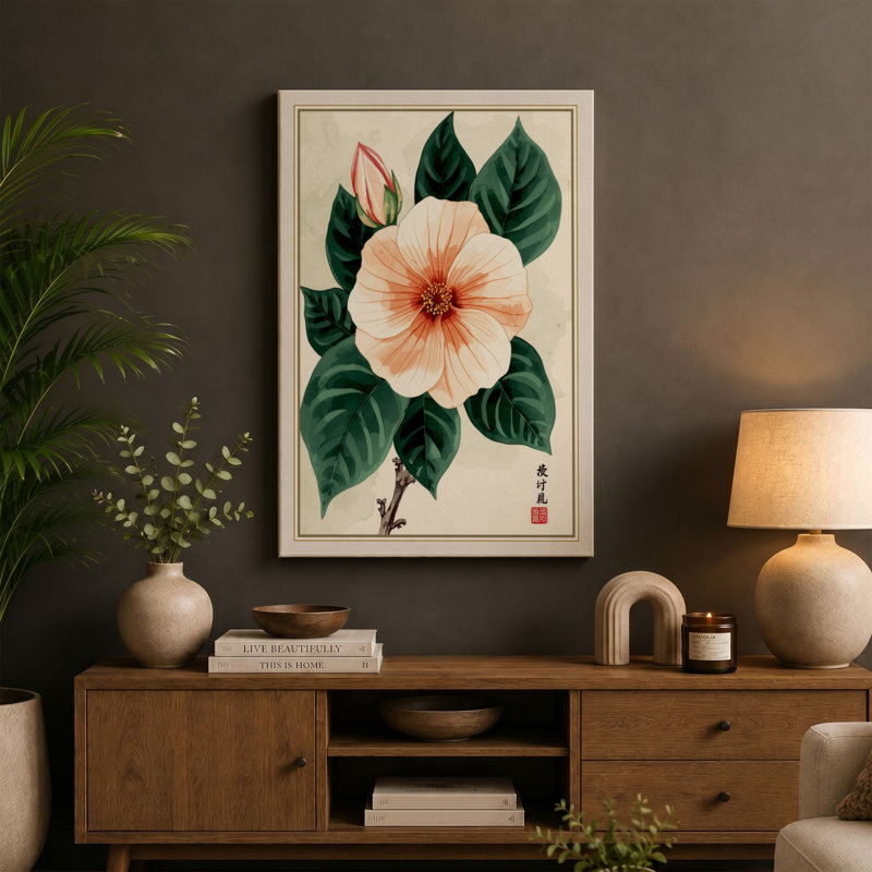Hibiscus Study Botanical - Wrapped Canvas, 18x12 - 45.7 x 30.5 cm, White Border