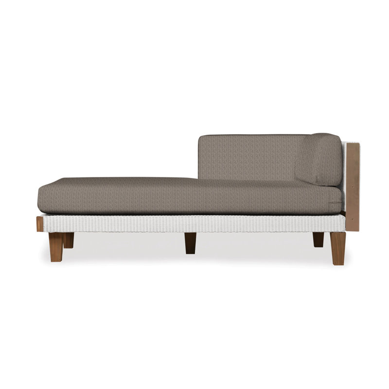Catalina Outdoor Teak Chaise Lounge, White, Beach Navy