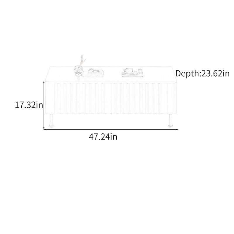 Table basse ondulée Wave, Blanc, Blanc, H 17,32 po x L 47,24 po x l 23,62 po