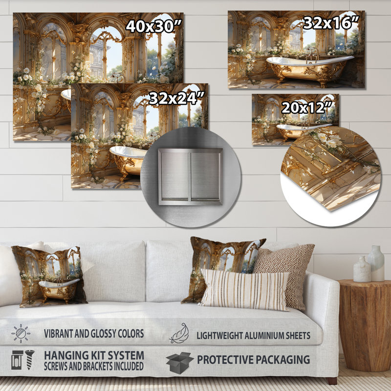 " Bathroom Golden Luxe III ", 16" H x 32" W