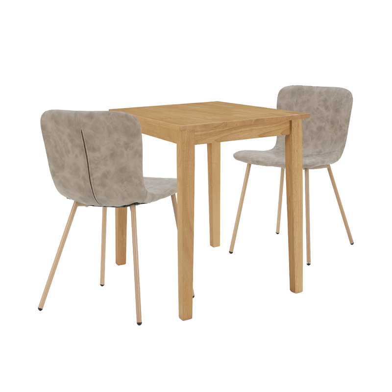 Langdon 2 - Person Rubberwood Solid Wood Dining Set