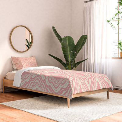 Ensemble d'édredon en coton standard rose Jenean Morrison