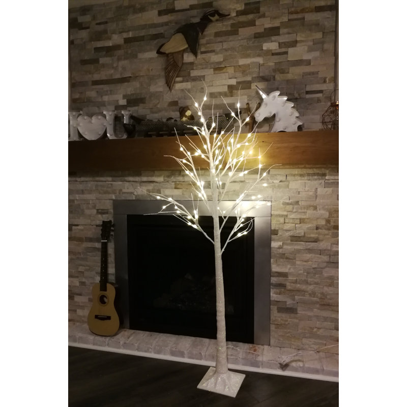 80 pièces avec arbres et branches éclairés, Blanc, 70"