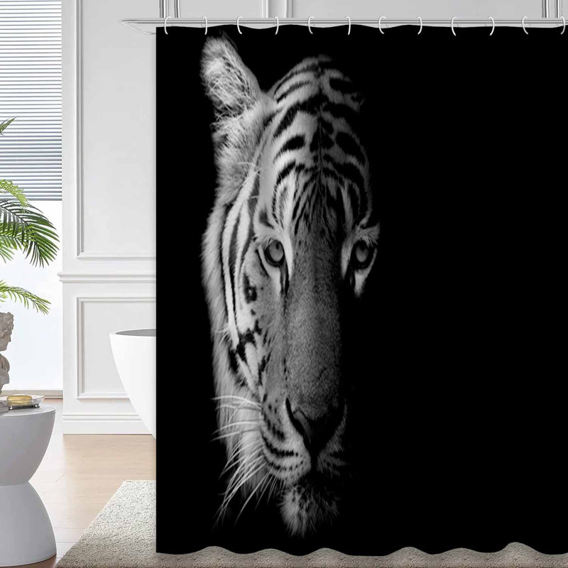 Rideau de douche noir avec 12 crochets, L 72 po x l 78 po