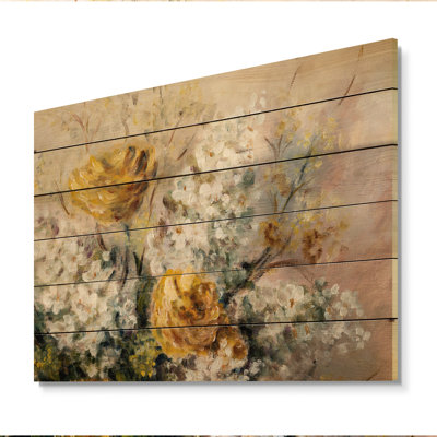 Still Life Of Yellow And White Flowers II - Traditional White Wood Print