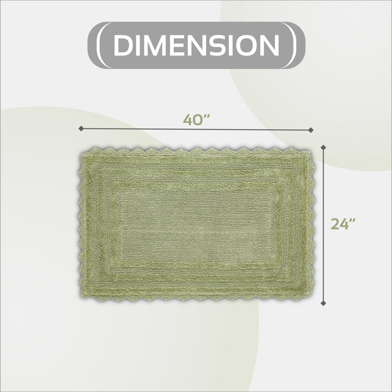Rasika 100% Cotton Tufted Reversible Bathroom Rug, Super Absorbent and Extra Soft Machine Washable Bath Rug Ideal for Shower and Tub Areas