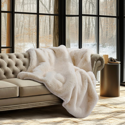 Chinchilla Faux Fur Throw Blanket