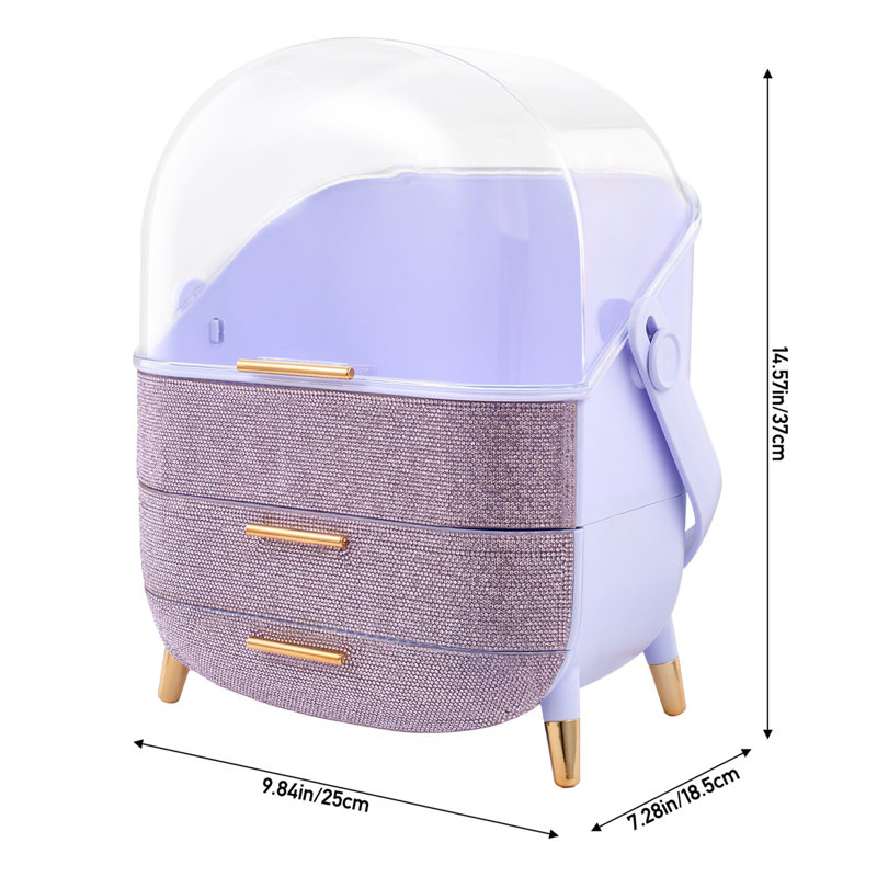 HIPS；Rhinestone Makeup Organiser, Purple