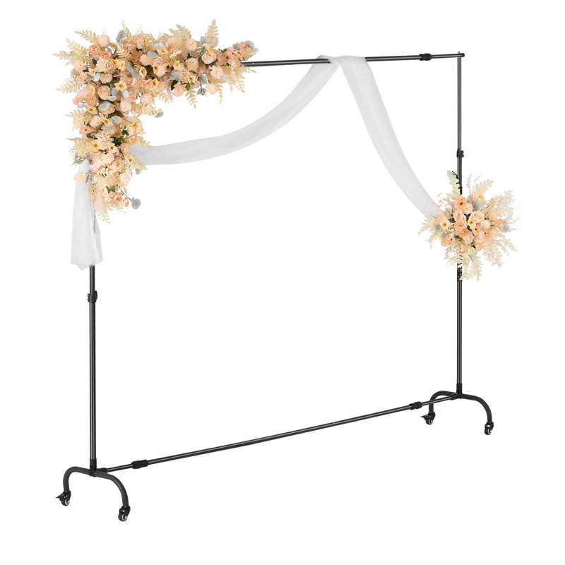 Support de toile de fond avec roues, ensemble de support de toile de fond réglable 7 x 10 pi, support de fond mobile, support d'écran de projecteur robuste, pour mariage, studio photo et fête