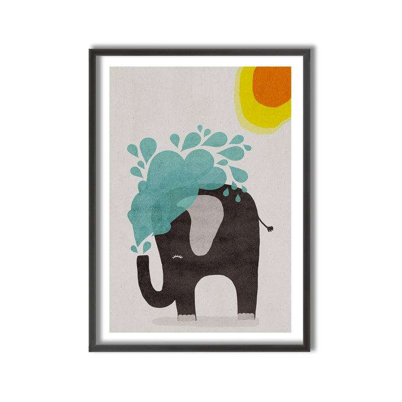 Pop Art & Retro Funny Elephant Framed Art, 16" H x 12" W x 1" D