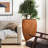 Rust Color Large Cement Planter with Weave Design-1435283423