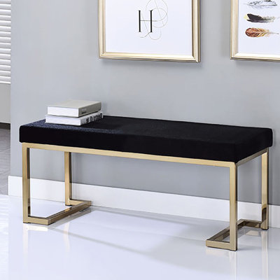 Banc contemporain pour chambre avec siège en tissu noir et base champagne