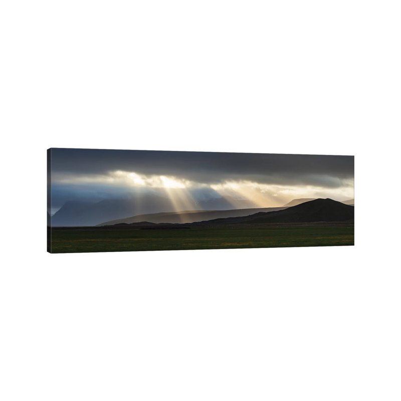 Iceland Highlands, Light Burst 1 Piece Wrapped Canvas Panoramic Wall Art, 30.48 cm H x 91.44 cm W x 1.91 cm D