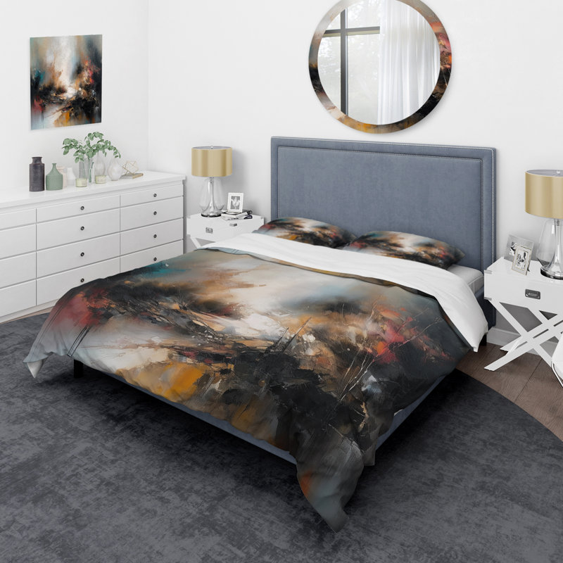 Ensemble de housse de couette en microfibre / polyester Brown Abstracted Nature II Bedding