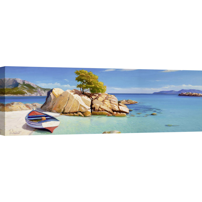 Italian Seascape by Adriano Galasso - Wrapped Canvas Painting, 35cm H x 100cm W x 4cm D