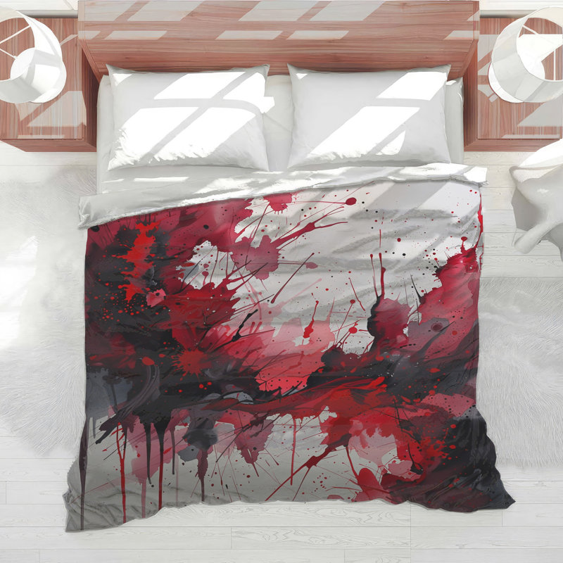 Édredon abstrait rouge et noir, Très grand lit