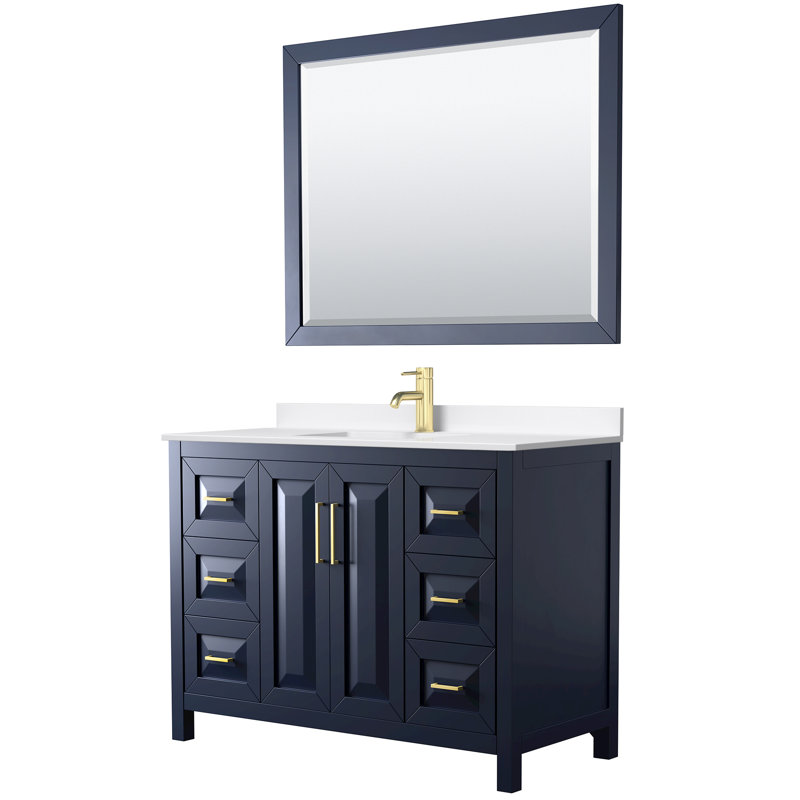 Daria 48'' W Vanity, Blue, Brushed Gold, Giotto Quartz