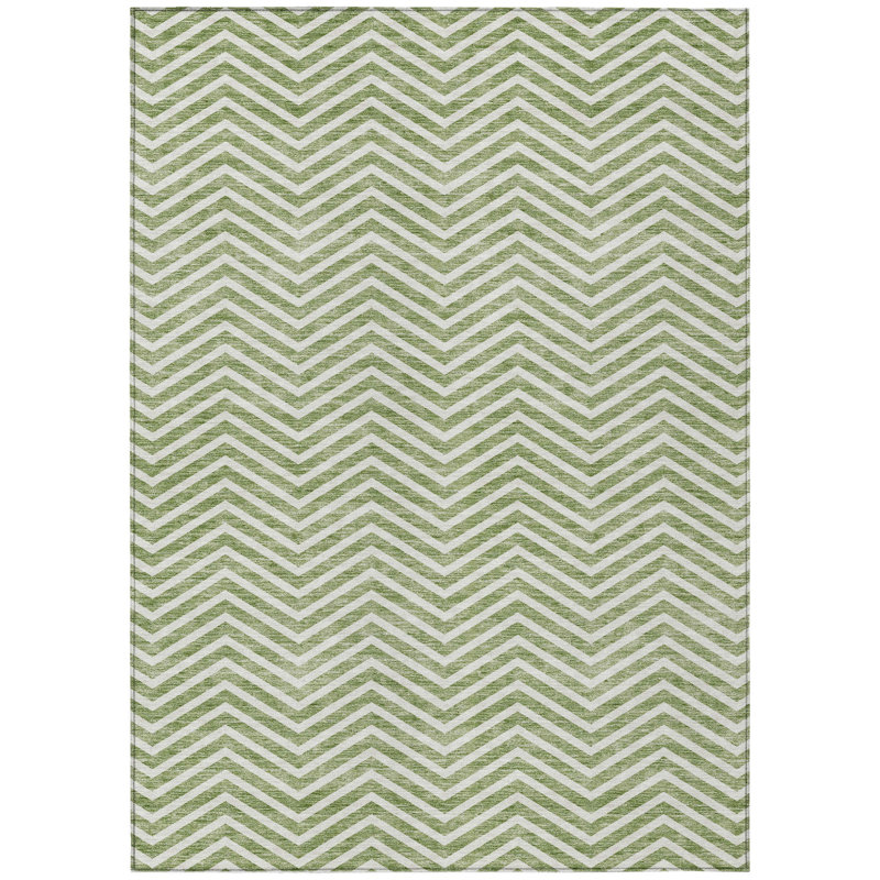 Tapis intérieur lavable à chevrons vert 5 pi x 8 pi