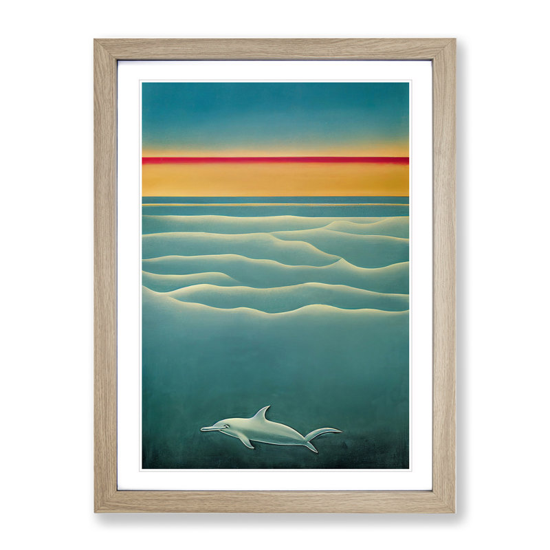 Swimming Dolphin - Framed Print, Oak Framed, 46cm H x 34cm W x 2cm D