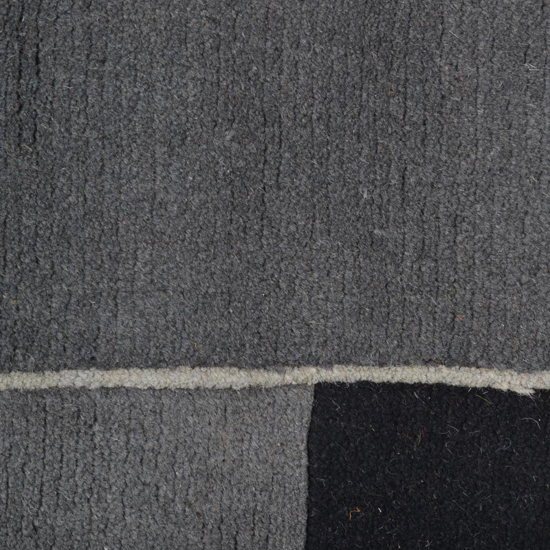 Tapis d'intérieur rectangulaire contemporain Tibbati en laine grise fait à la main, Rectangle 8 pi x 11 pi