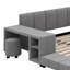 Lit tapissier au sol, lit d'enfant avec bureau de chevet et petit tabouret rond-1052588866-1052588868