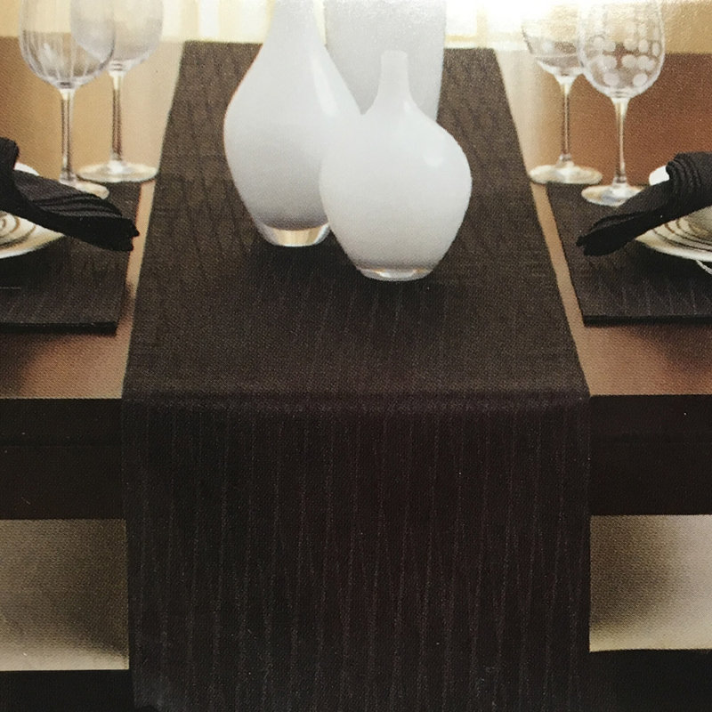 Mikasa Home Accents Cheers Twist Table Runner, Off White, 14"w X 72"l, Black